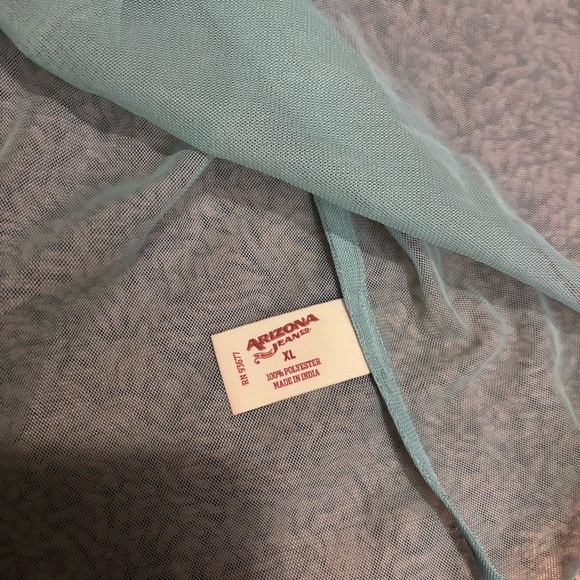 Arizona Jean Co Embroidered Mint Green Sheer Bell Sleeve blouse Top Size XL - Picture 5 of 10